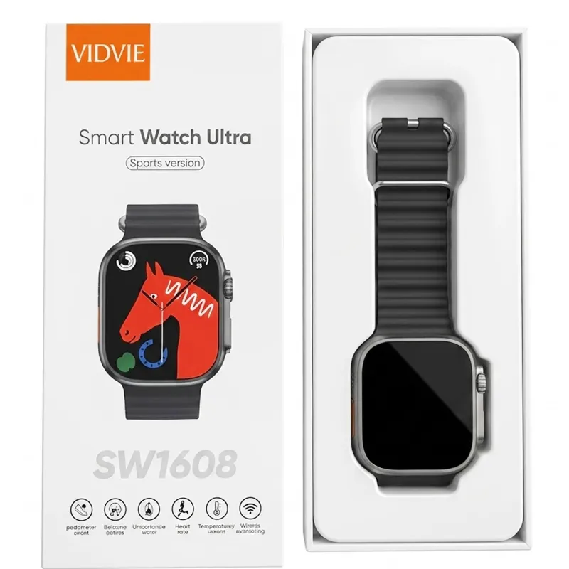 عرض سماعة ذكيه مع شاشة A9 (لون ابيض) + VIDVIE Smart Watch Ultra Orignal SW1608