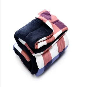 • عرض لحاف شتوي فرو دبل فيس Caro Brown 220*235cm + قطعتين Satin Pillowcase for Hair and Skin, 48*70 cm, off-white