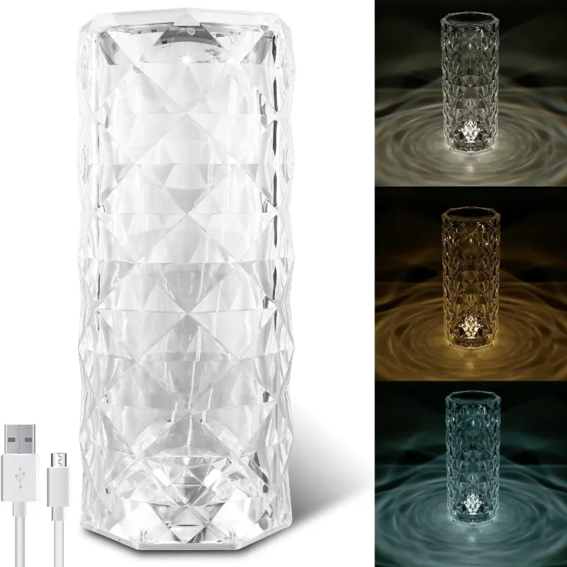 "فواحة كريستال LED USB بحجم كبير وألوان متغيرة