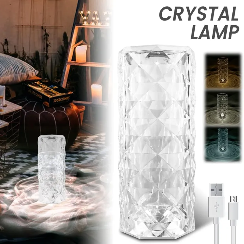 "فواحة كريستال LED USB بحجم كبير وألوان متغيرة