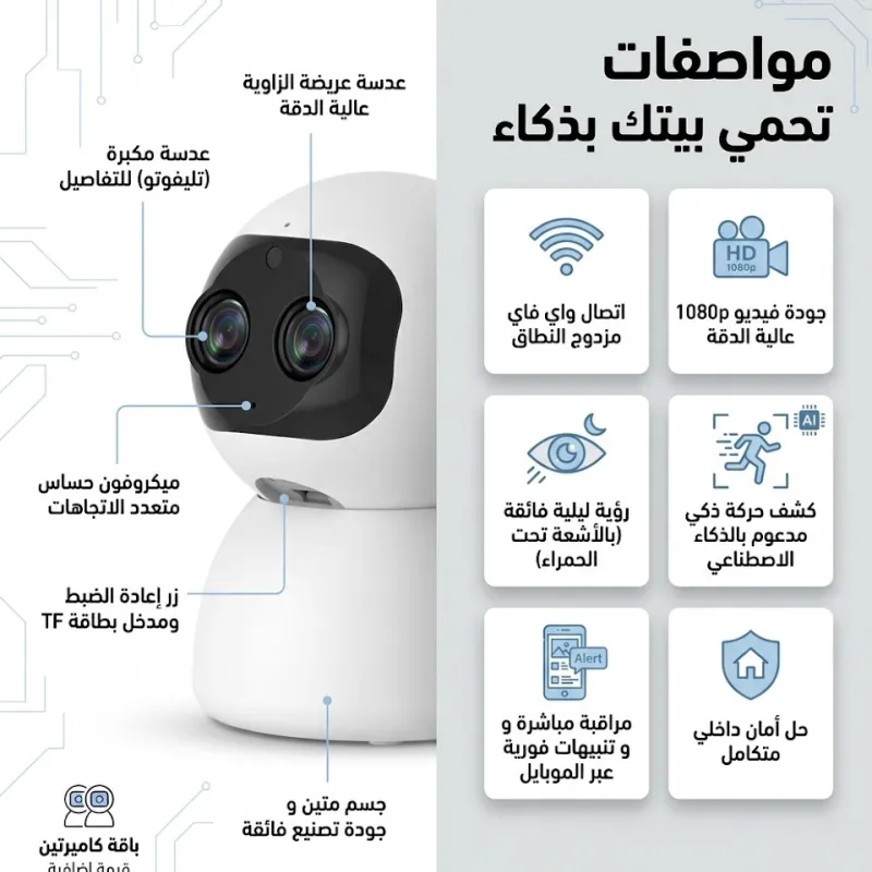 "	عرض قطعتين كاميرا مراقبه واي فاي"