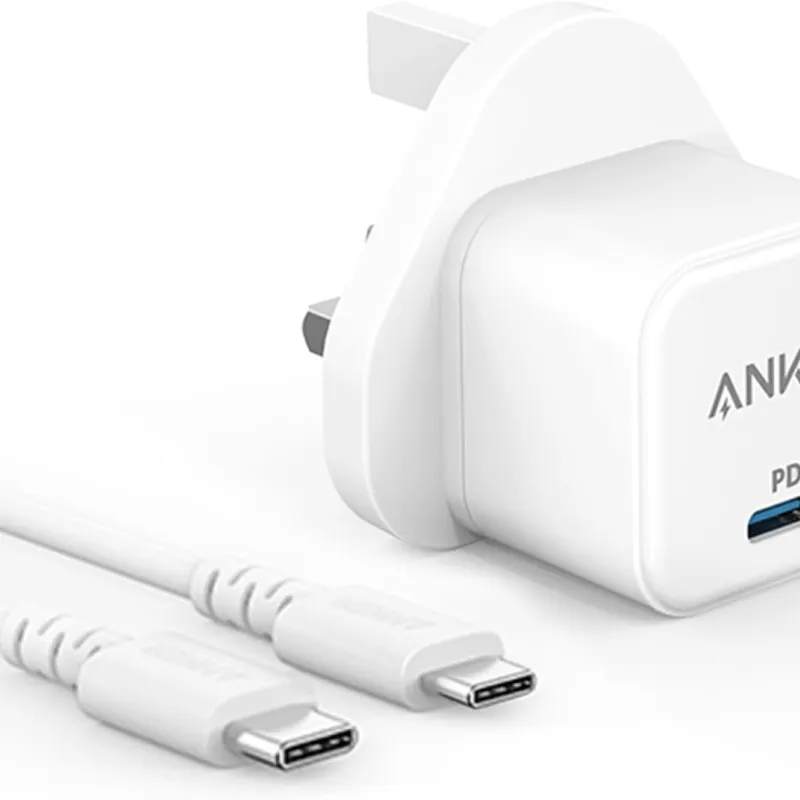 عرض Anker Power Port Nano-20W + كابل شاحن USB متعدد 15 سم، شحن سريع 3 في 1 (Lightning, Type-C & Micro USB)
