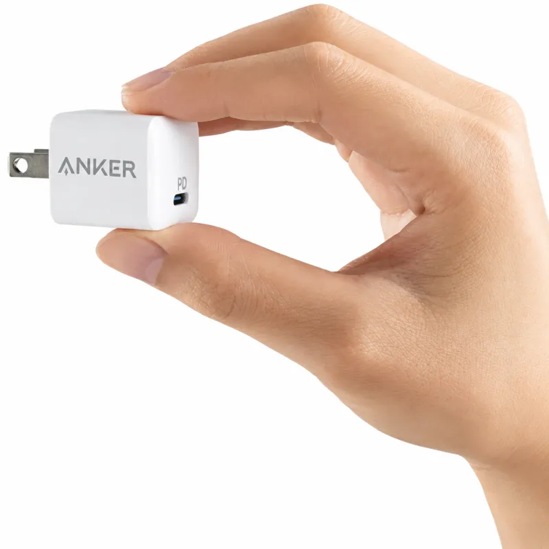 عرض Anker Power Port Nano-20W + كابل شاحن USB متعدد 15 سم، شحن سريع 3 في 1 (Lightning, Type-C & Micro USB)