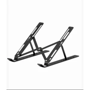 عرض حامل لاب توب اسود معدني قابل للطي + كيبل شحن 2 في 1 مع حامل غير مرئي
