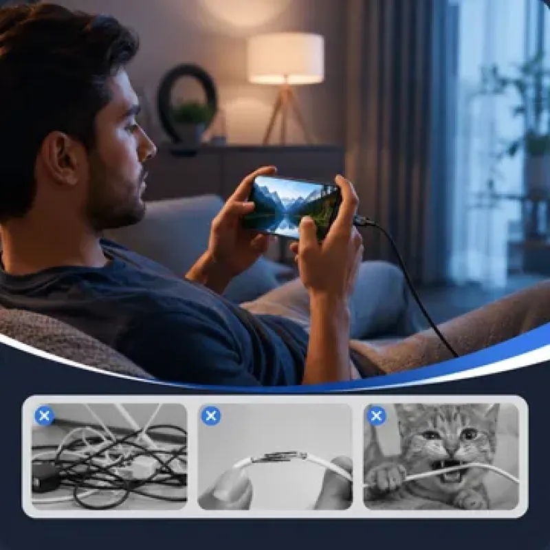 عرض حامل لاب توب اسود معدني قابل للطي + كيبل شحن 2 في 1 مع حامل غير مرئي